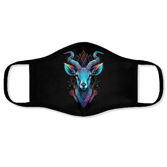 Gazelle capricorn goat mountains vacation hipster Face Masks