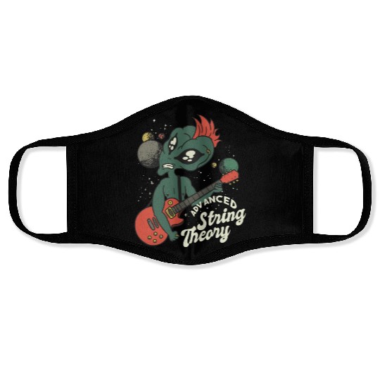 Alien Guitar Nerd Ufo Punk String Theory Face Masks