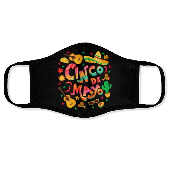 Cinco De Mayo Fiesta Surprise Camisa 5 De Mayo Face Masks