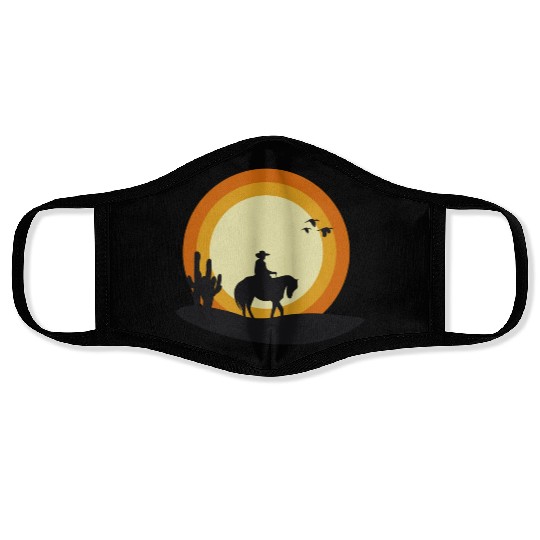 sunset cowboy Face Masks