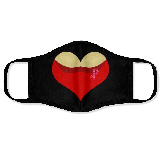 Cancer awareness Boobies love heart Face Masks