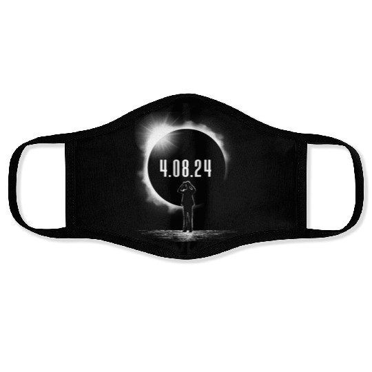 Total Solar Eclipse Man Silhouette 4.08.24 Men's Face Masks
