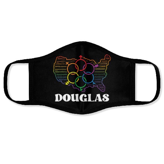 Douglas Pride Flag Pride Month LGBTQ Flag LGBT Com Face Masks