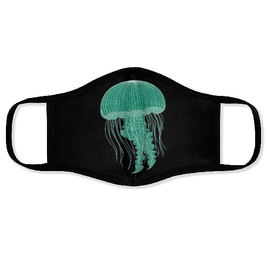 Sea life, Green Jellyfish Face Masks