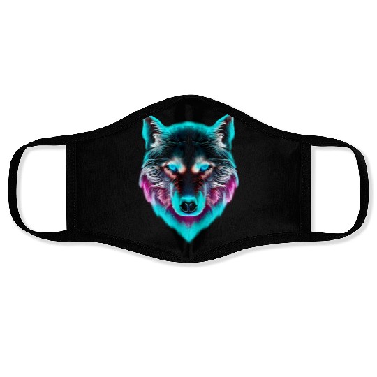 Leader of the Synthwave Wolf Pack! Face Masks
