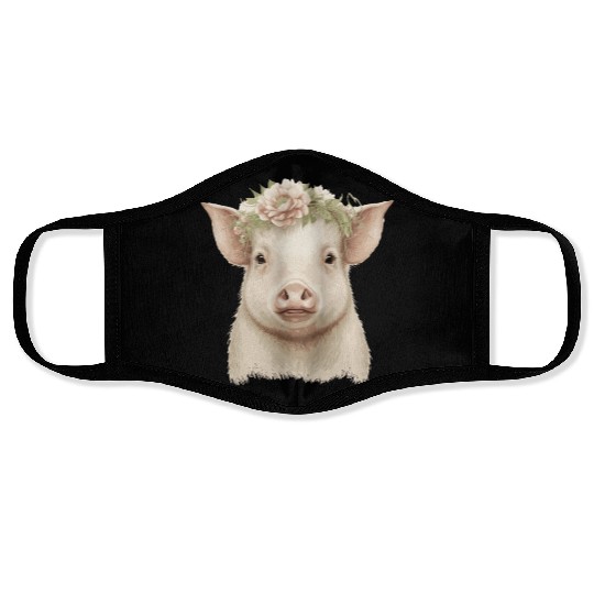 Piglet Flower Crown Pig Baby Floral Farm Animal Pe Face Masks