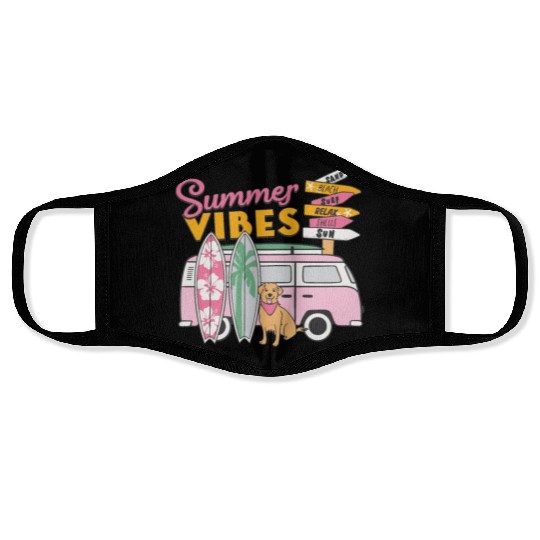 Summer Vibes Sand Beach Surf Relax Shells Sun Face Masks