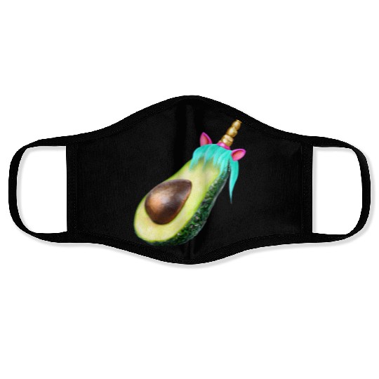 Happy unicorn avocado Face Masks