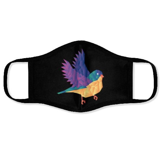 Polygon Shape Multi Colored Bird Pattern Nature Face Masks