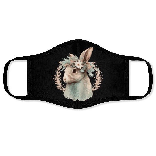 Flower Crown Bunny Rabbit Floral Farm Animal Pet Face Masks