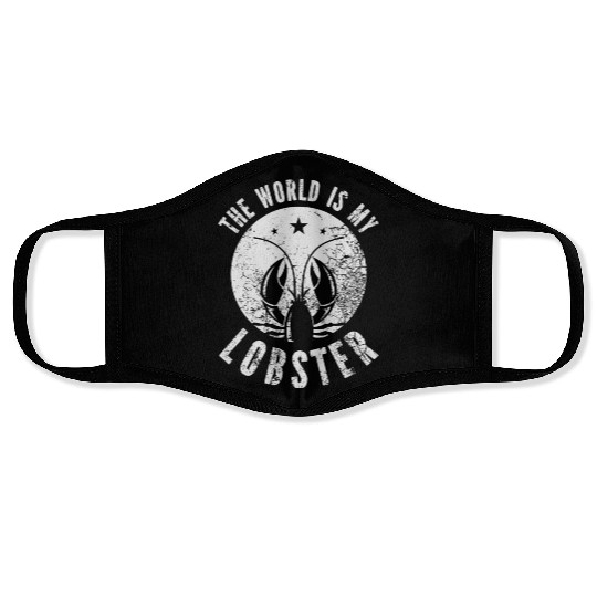 The World Is My Lobster Funny Vintage Graphic Face Masks