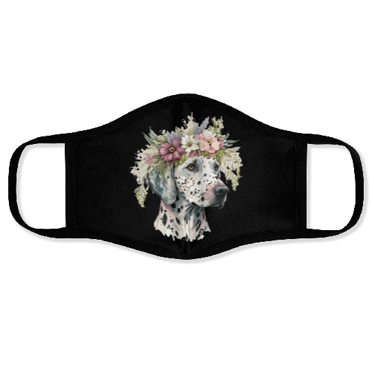 Dalmatian Flower Crown Pet Dog Floral Puppy Face Masks