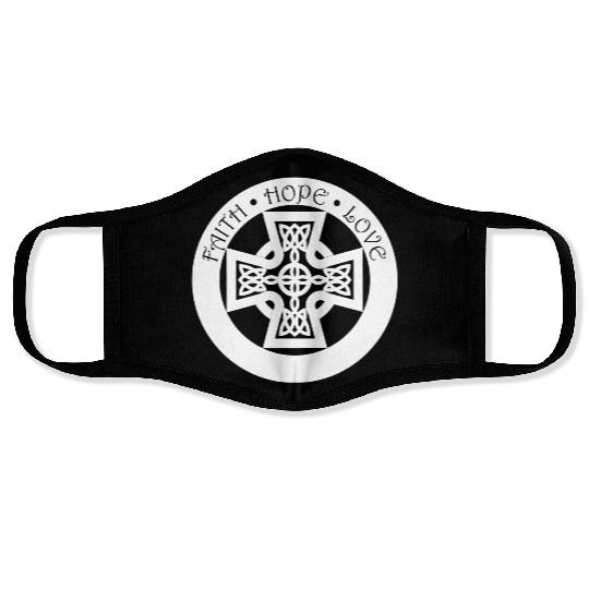 Timeless Celtic Cross With Celtic Knots Face Masks