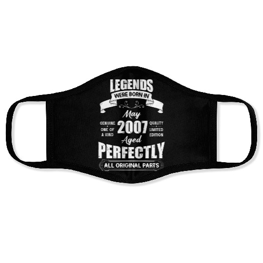 Legends Were Born In May 2007 Birthday Face Masks