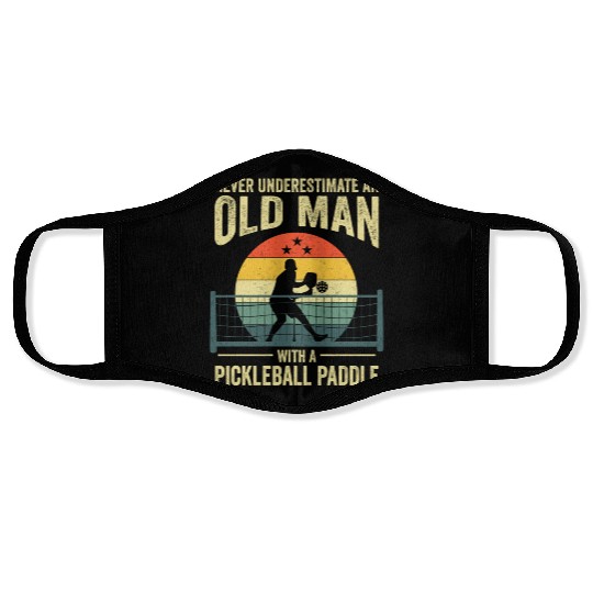 Pickleball Vintage Design For Grandpa Pickleball Face Masks