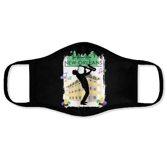 Mardi Gras New Orleans Louisiana City Jazz Music Face Masks