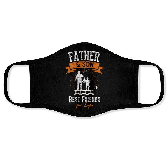 Fisherman Dad Daddy And Son Fishing Fathers Day Ou Face Masks