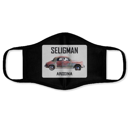 Old car city of Seligman in Arizonna, US Route 66 Face Masks