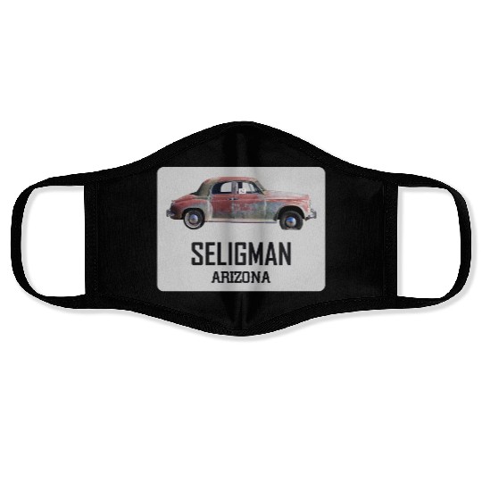 Old car city of Seligman in Arizonna, US Route 66 Face Masks