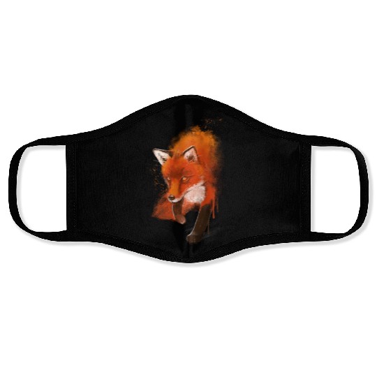 Fox Ink Black Nature Animal Face Masks