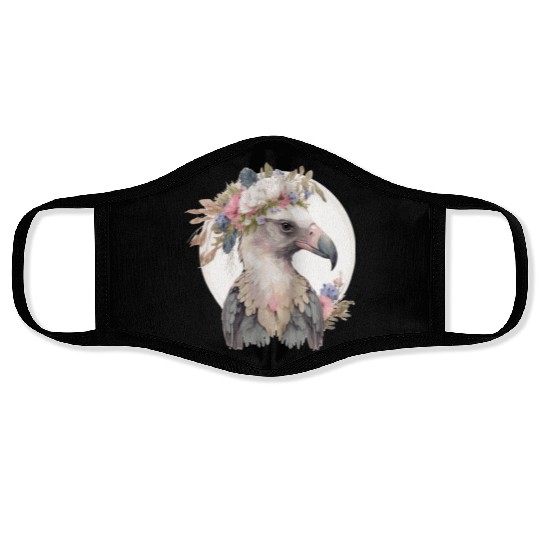 Cute Vulture Bird Flower Crown Floral Exotic Birds Face Masks