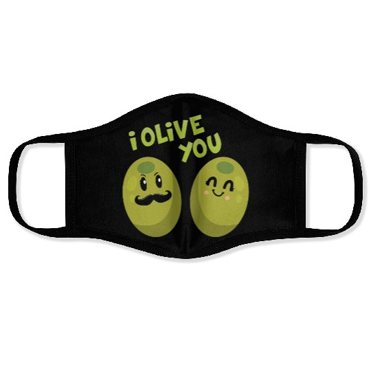 Green olives valentine olive you Face Masks