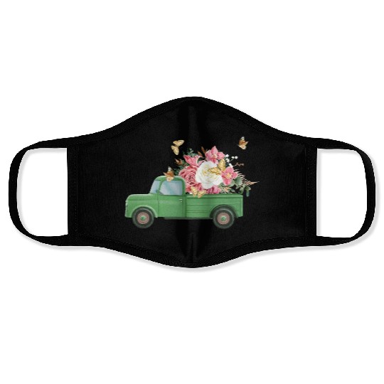 Truck Flower Sublimation Face Masks