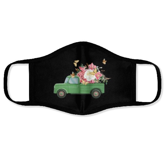 Truck Flower Sublimation Face Masks