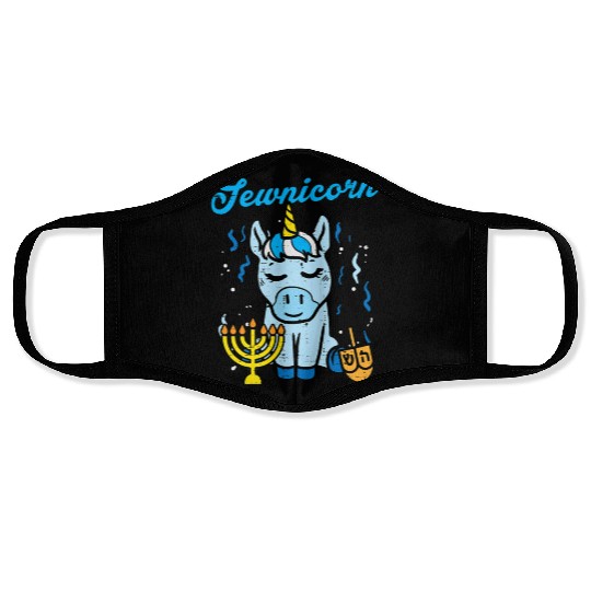Jewnicorn Jew Unicorn Cute Hanukkah Pajamas Face Masks