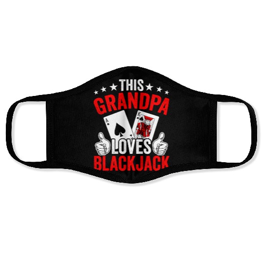 Grandpa Loves Blackjack Casino Card Game Blackjack Face Masks