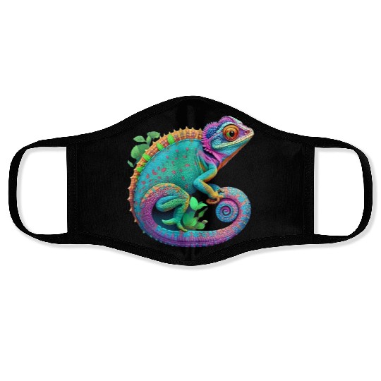 Cute Chameleon is a colorful beautiful Cute animal Face Masks