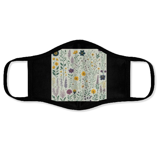Wild summer flowers Face Masks