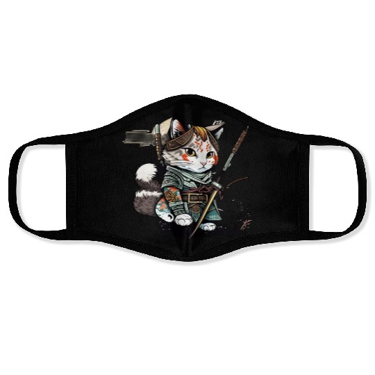 The Fearless Samurai Cat: A Sword's Master Face Masks