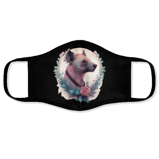 Watercolor Hyena Flower Crown Africa Safari Animal Face Masks