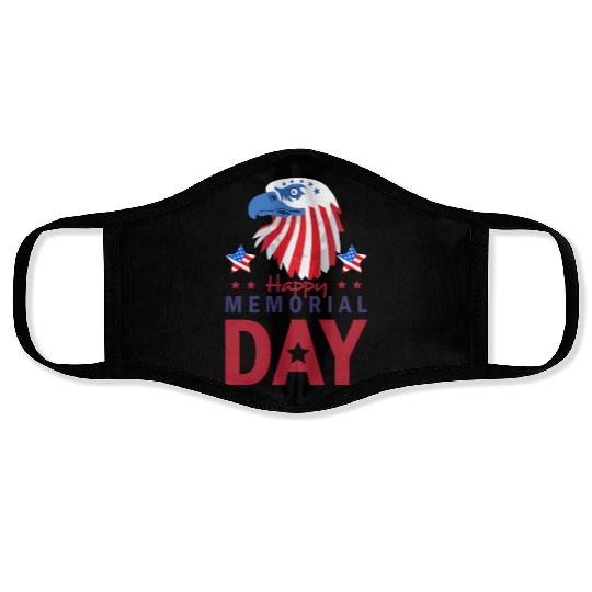 Happy Memorial Day Veterans Brave US Eagle Stars Face Masks