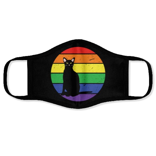 Rainbow Cat Gay LGBTQ Rainbow LGBT Pride Month Face Masks