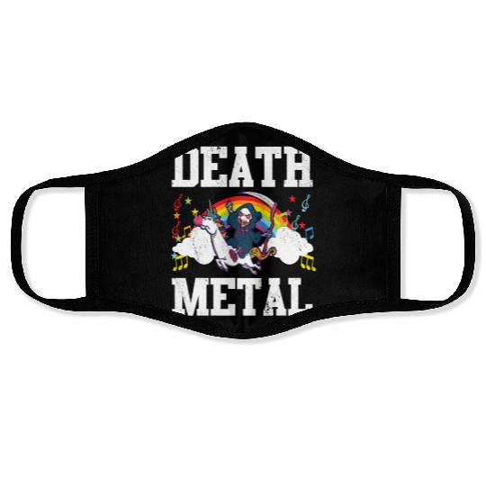 Death Metal Grim Reaper Riding A Unicorn Trick Face Masks