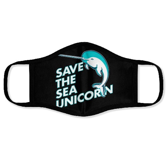 Funny Save the Sea Unicorn Narwhal Face Masks