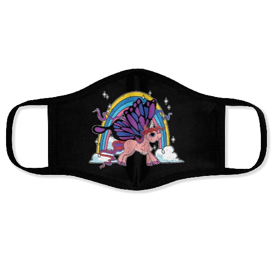 Rainbow Animal Lover Insect Butterfly Fa Face Masks