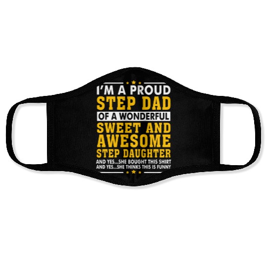 Funny Step Dad Face Masks Fathers Day Gift Step Daughte