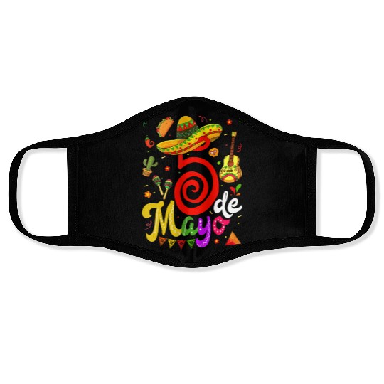 Cinco De Mayo Fiesta Surprise Camisa 5 De Mayo Face Masks