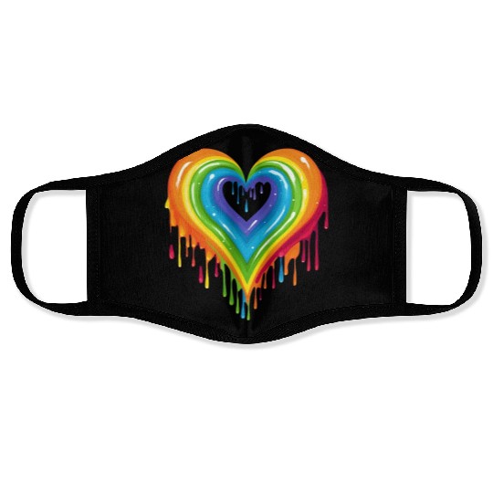 Queer Pride: Colorful Heart for LGBT, Supporting Face Masks