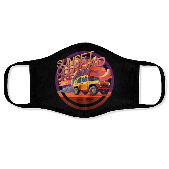 Desert Car Sunset Offroad Dream 5000 - DIGITAL Face Masks