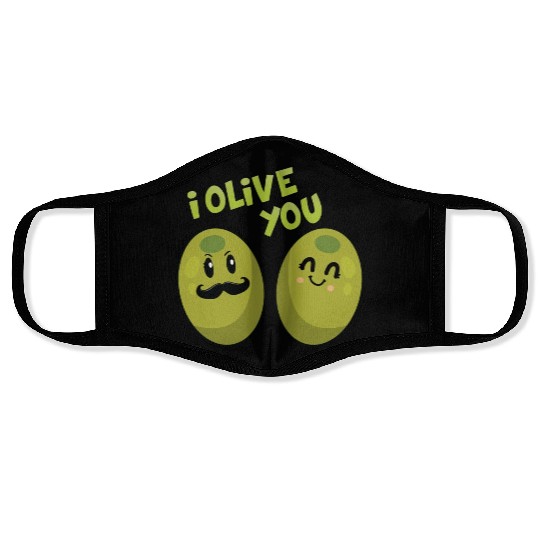 Green Olives Valentine Olive You Face Masks