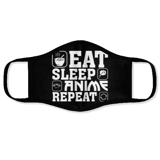 Eat Sleep Anime Repeat Kawaii Otaku Manga Japan Fa Face Masks