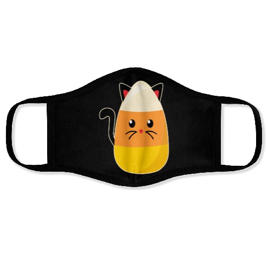 Candy Corn Cat Halloween Face Masks