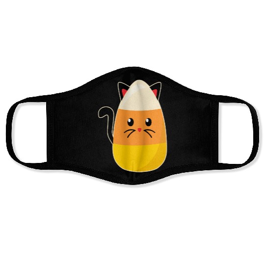 Candy Corn Cat Halloween Face Masks