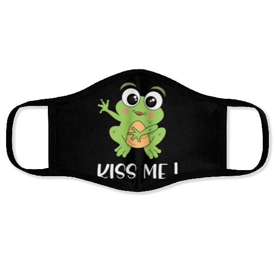Cartoon Kids Frog I Kiss Me Frog Motif 1 Face Masks