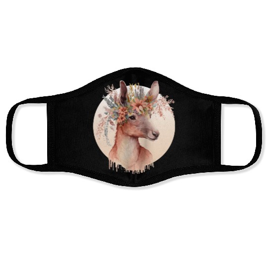 Cute Australian Kangaroo Flower Crown Animal Lover Face Masks