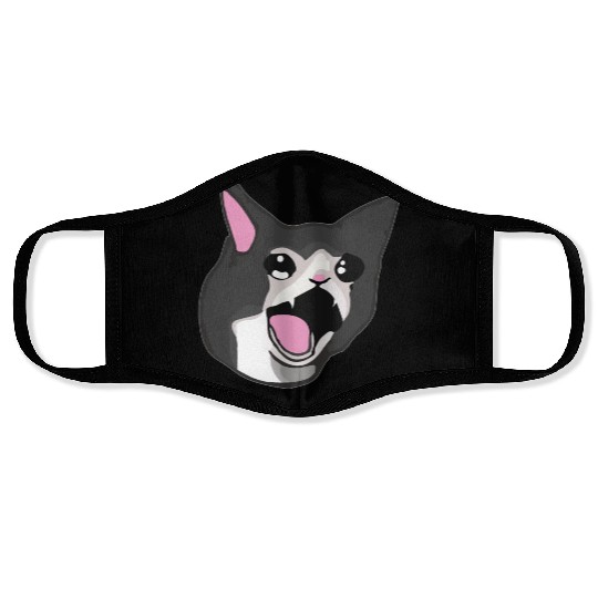 Yamero Crying Screaming Cat Meme Cute Japanese Face Masks